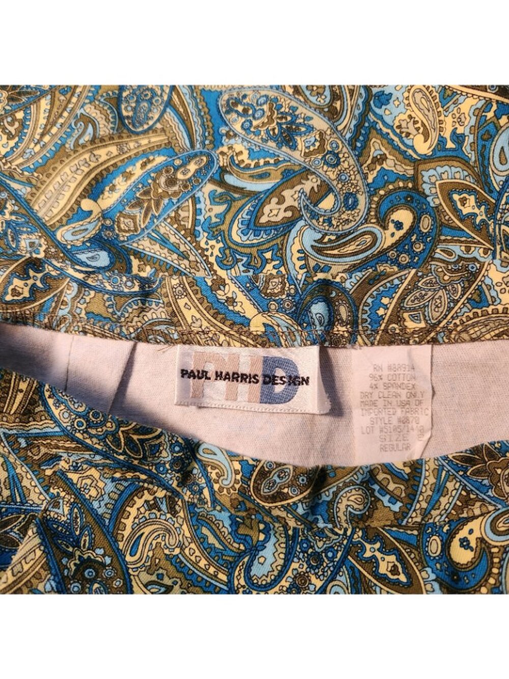 Paul Harris Design Green Paisley Knee Length Aline Skirt Womens Size 2 XSMALL - Picture 5 of 5